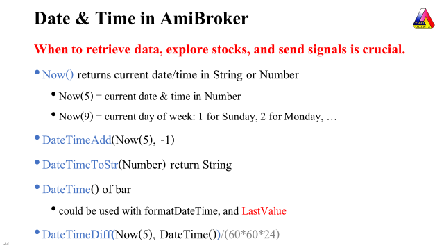 Date and Time Functions in AmiBroker